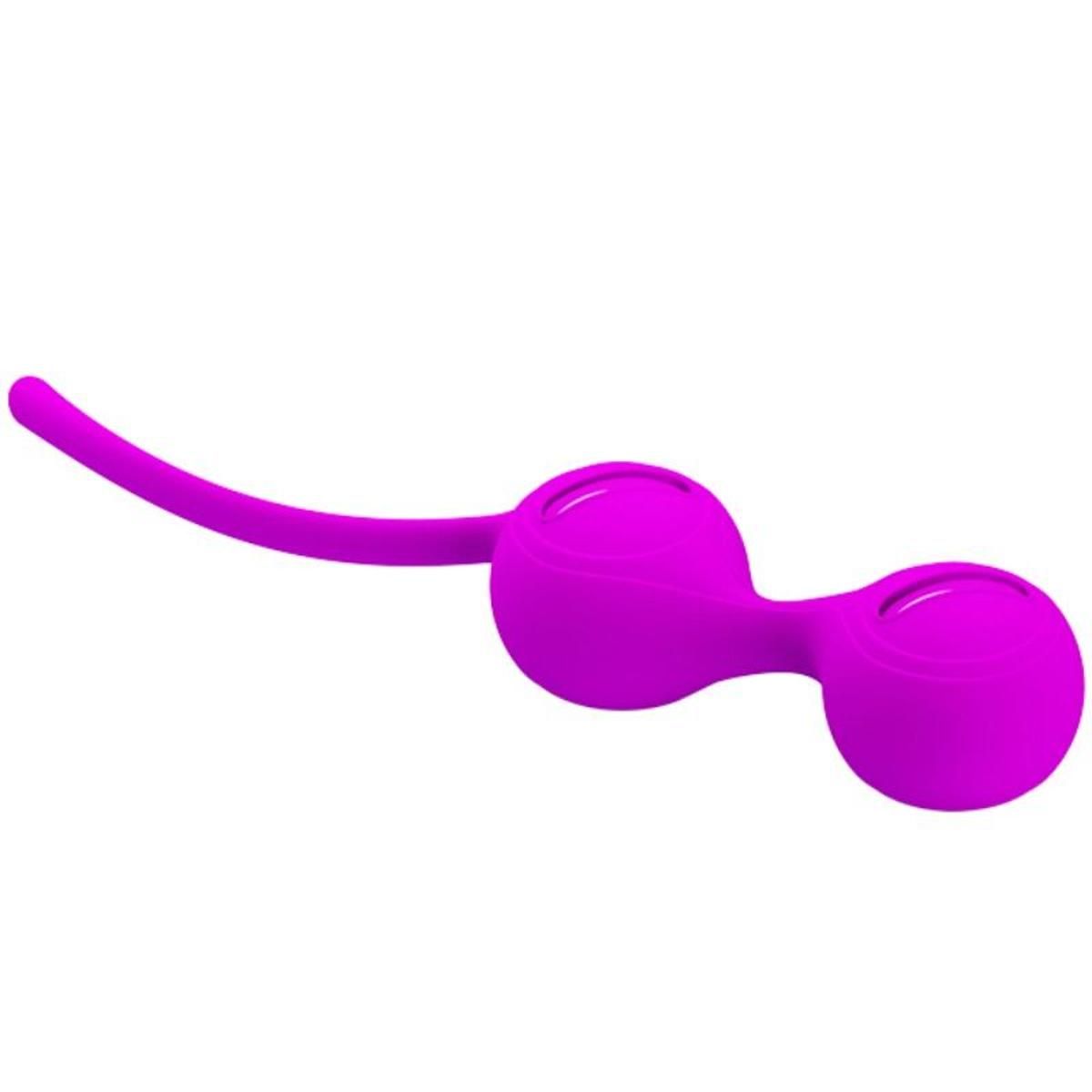 Sfera vibrante viola con due sfere e un'asta. In silicone.
