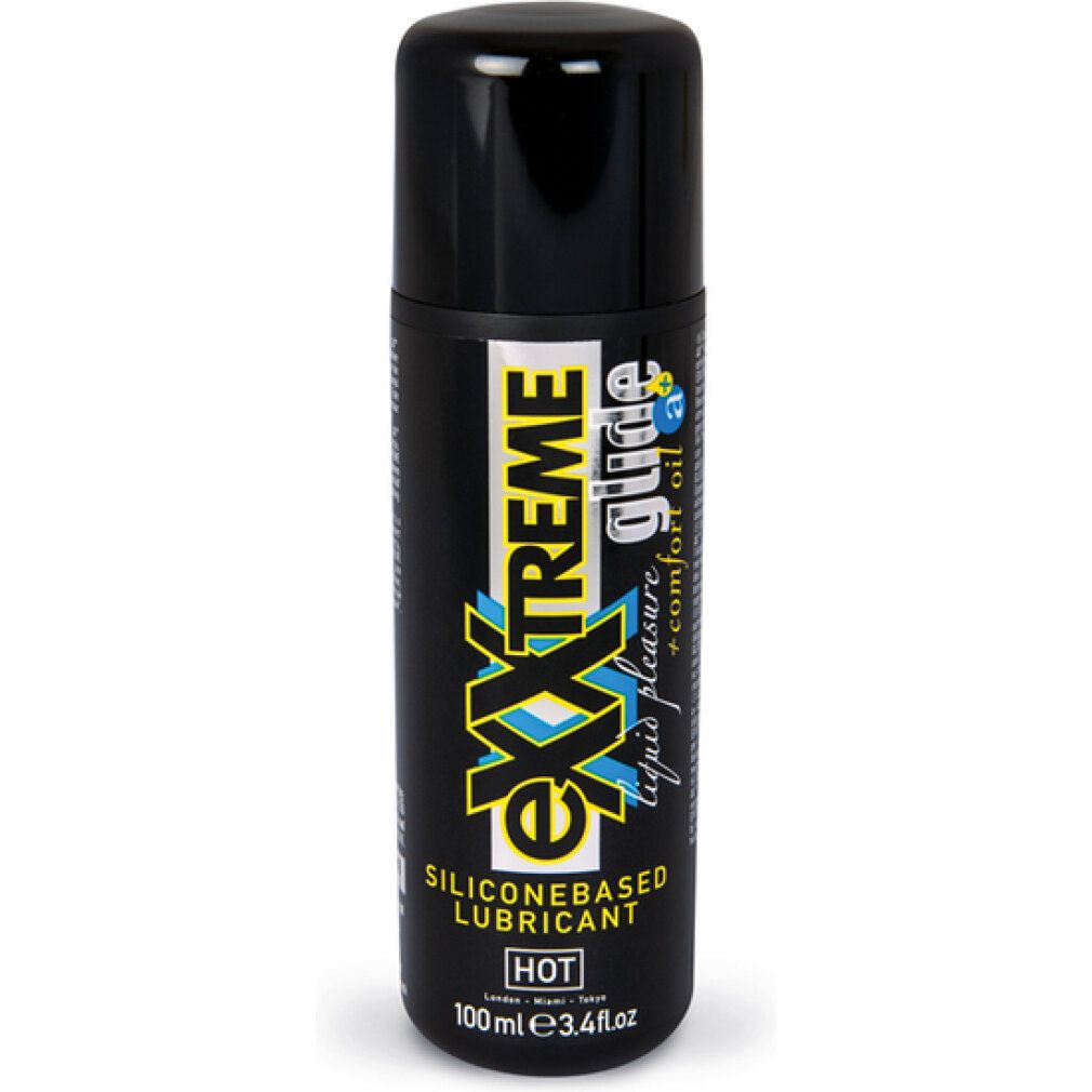 Flacone nero con logo giallo e blu. Scritta 'eXXtreme glide'.