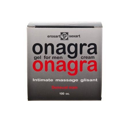 Onagra Gel for Men, 100 cc. Scatola di cartone con stampa argentata e rossa.