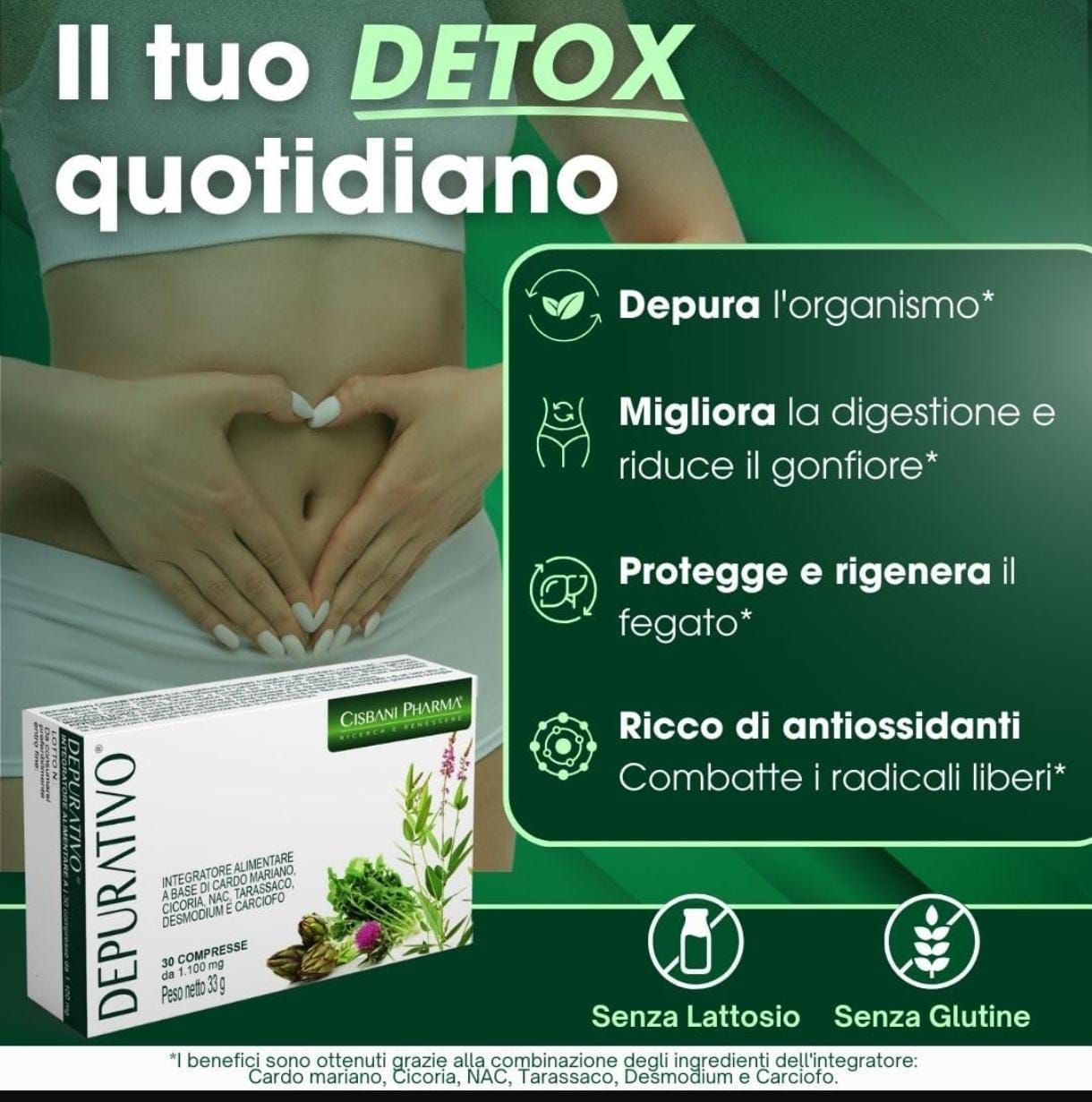 Depurativo Cisbani Pharma - integratore per depurare e la funzione epatica