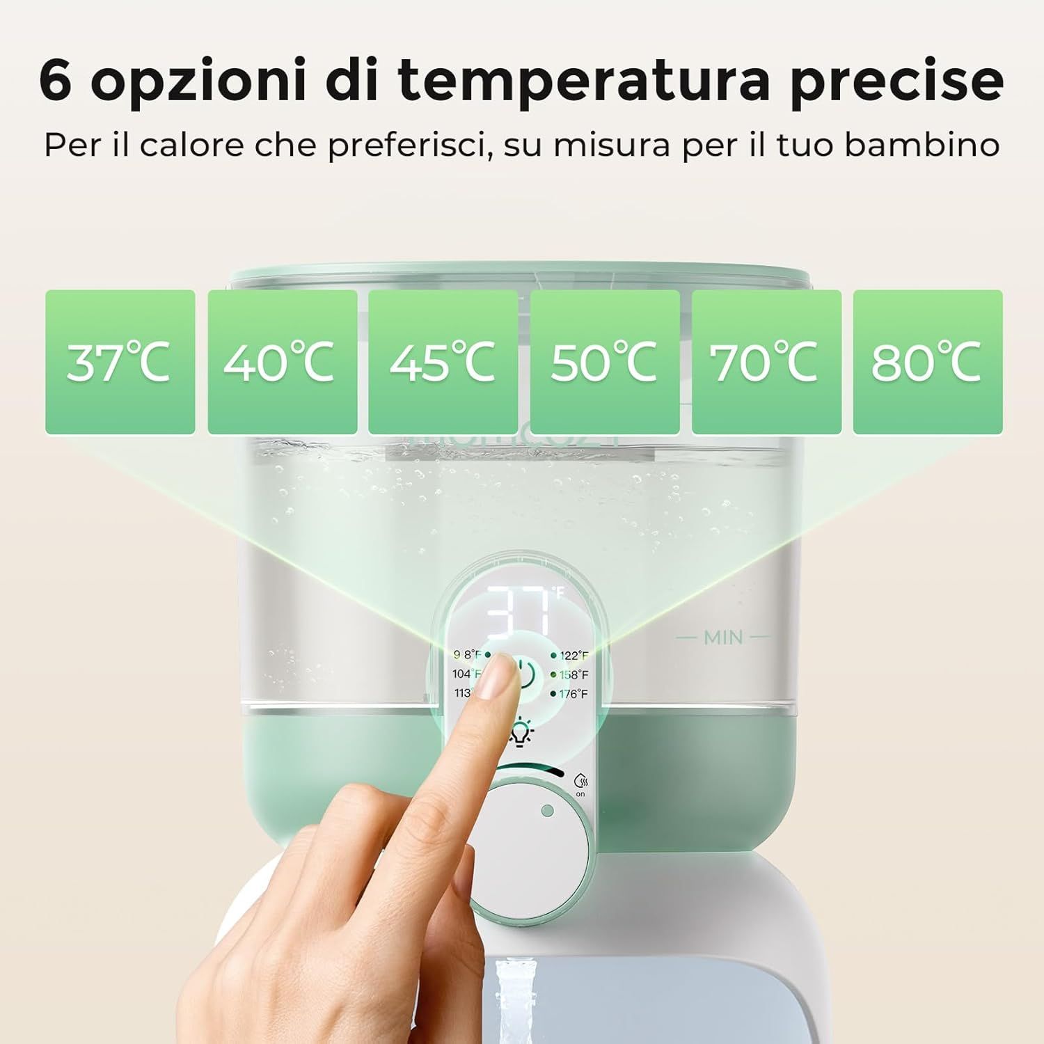 Preparatore di biberon per bambini Momcozy con doppia illuminazione LED