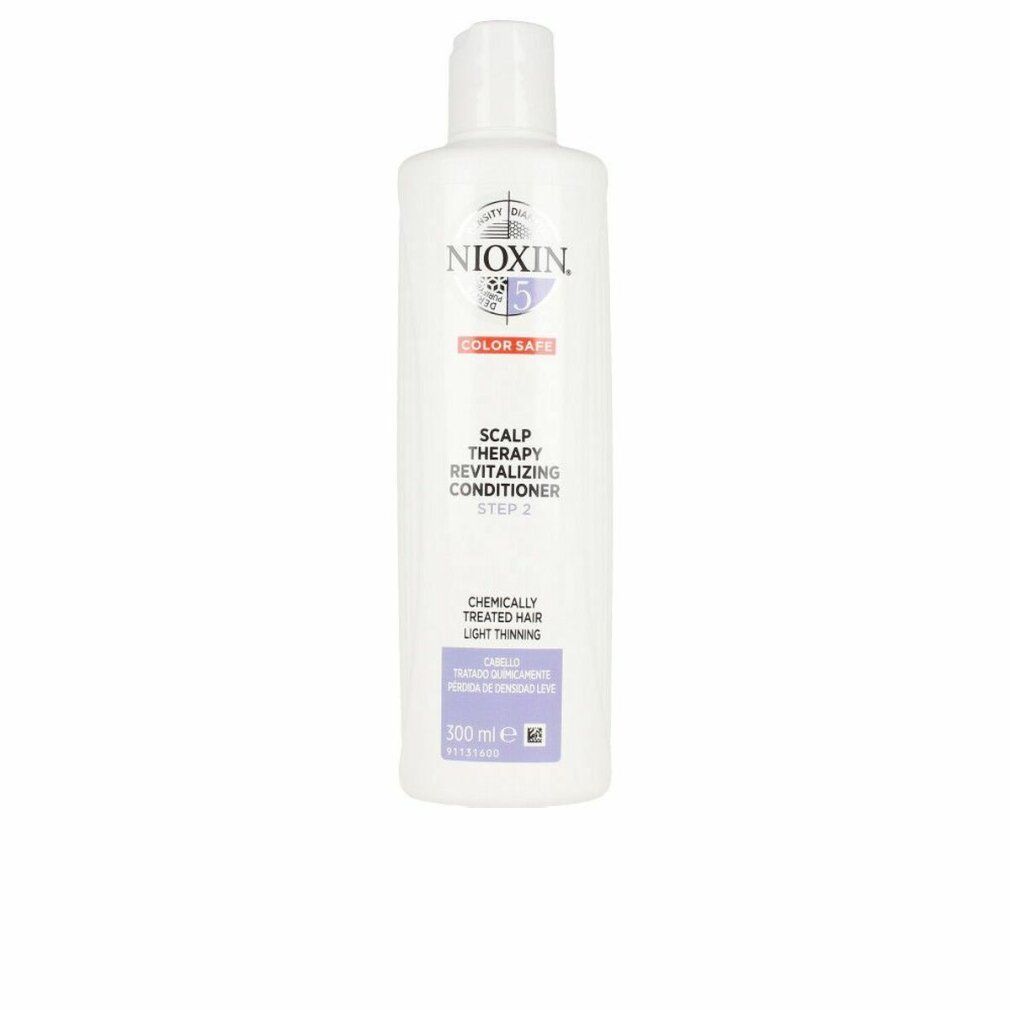 Flacone bianco con etichetta Nioxin. Scritto: Scalp Therapy Revitalising Conditioner, Step 2. Per capelli trattati chimicamente.