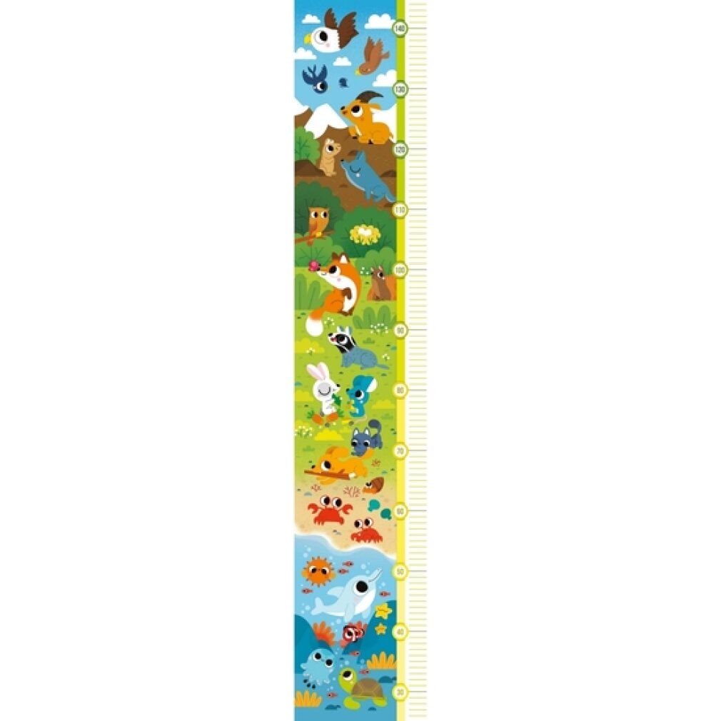Puzzle Clementoni Meterware Tiere. Pezzi con animali e misure. Disposizione verticale con animali e scala metrica.