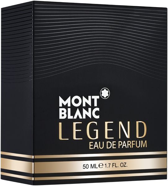 Scatola nera Montblanc Legend Eau de Parfum. Il nome del marchio e del prodotto sono ben visibili.