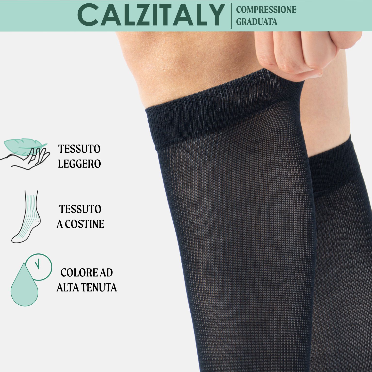 CALZITALY Gambaletti Filo di Scozia Compressione Graduata media, Calze Medicali Unisex Made in Italy