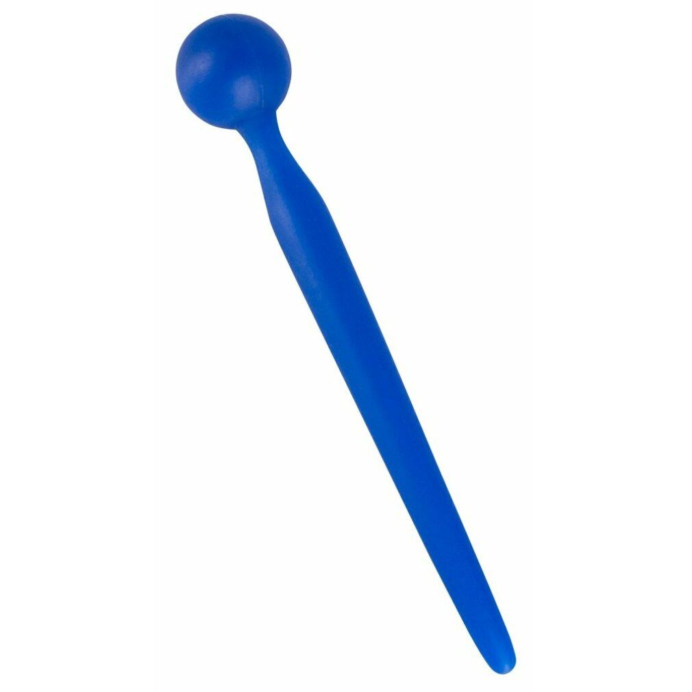 Tappo per pene blu. Composto da un gambo e una testa rotonda. In silicone.