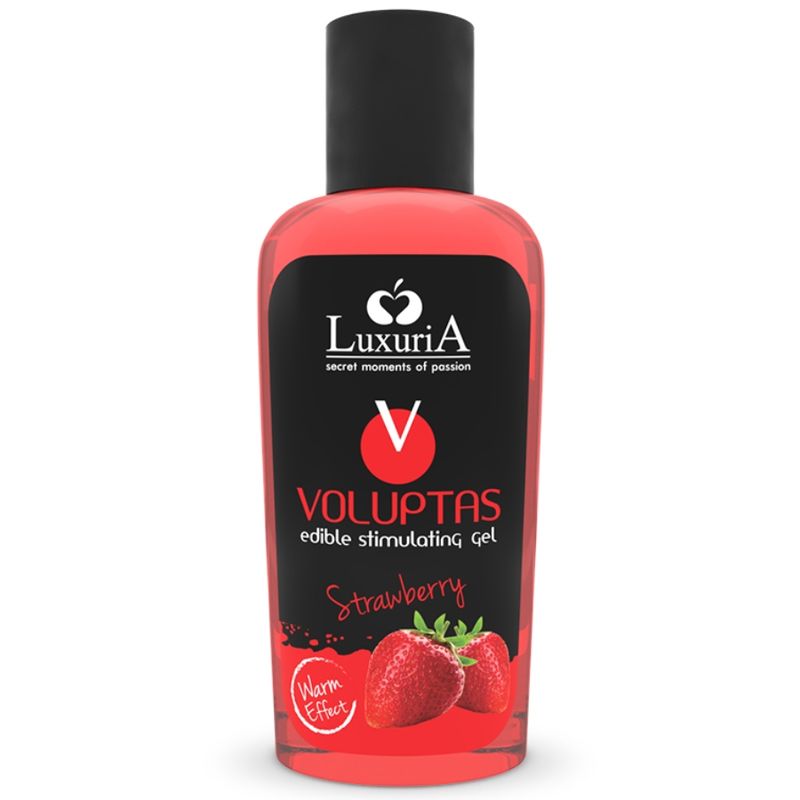 Gel stimolante commestibile Luxuria Voluptas, gusto fragola, effetto riscaldante.
