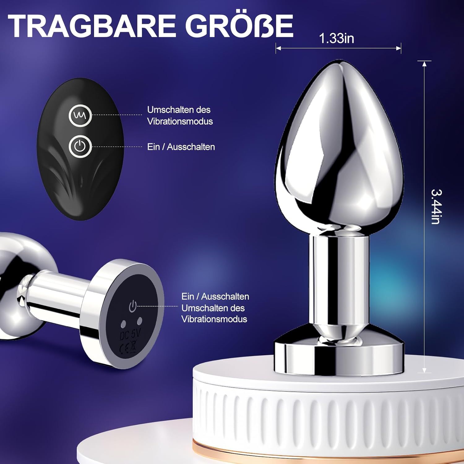 YICOCO Vibratore anale in metallo, plug anale
