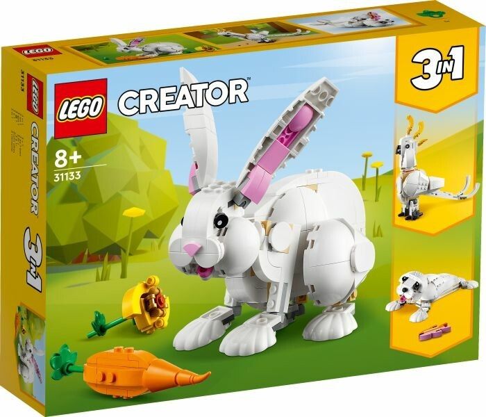 LEGO Creator 31133 Coniglio Bianco, Set 3in1, Costruzioni Animali Giocattolo Coniglietto, Foca e Pa