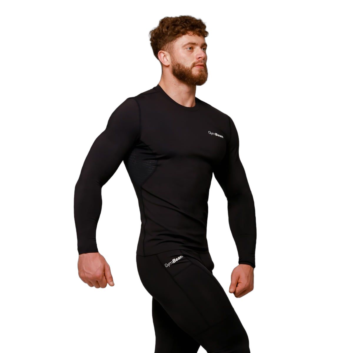 GymBeam T-shirt uomo slim a maniche lunghe compressione media Black