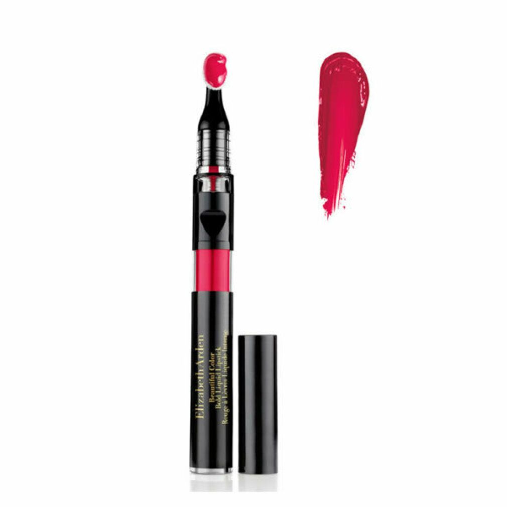 Rossetto con applicatore e impronta di colore. Custodia nera, rossetto rosso. Nome del prodotto e marchio sulla custodia.
