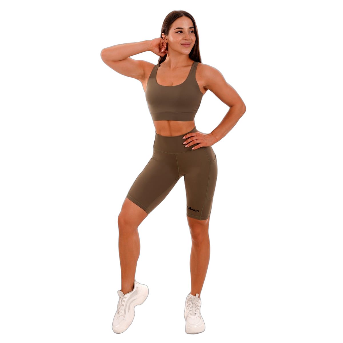 GymBeam Reggiseno sportivo da donna Cut-Out oliva con spalline regolabili