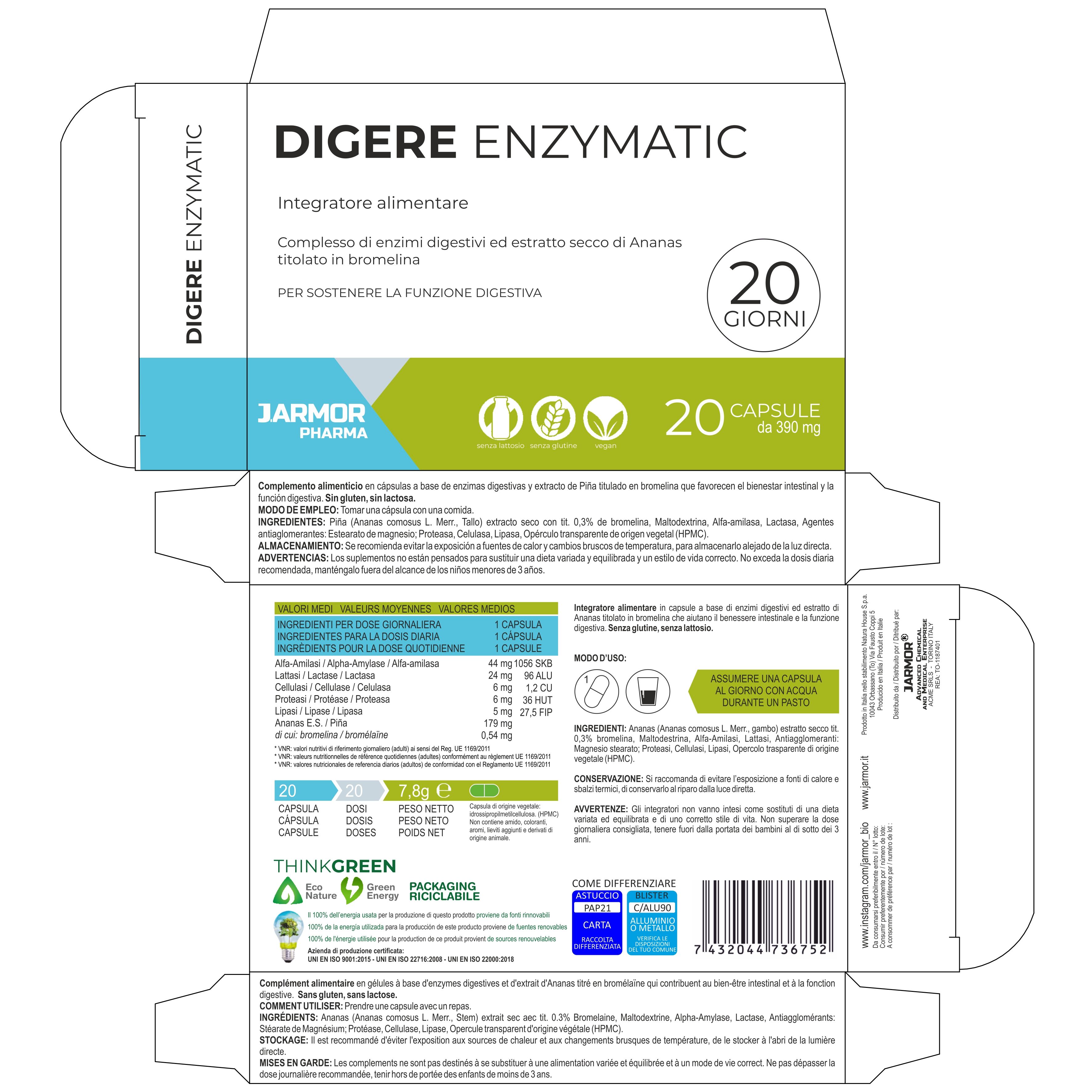 Enzimi Digestivi Completi - Gonfiore Addominale e Intolleranza Lattosio - Digere Enzymatic