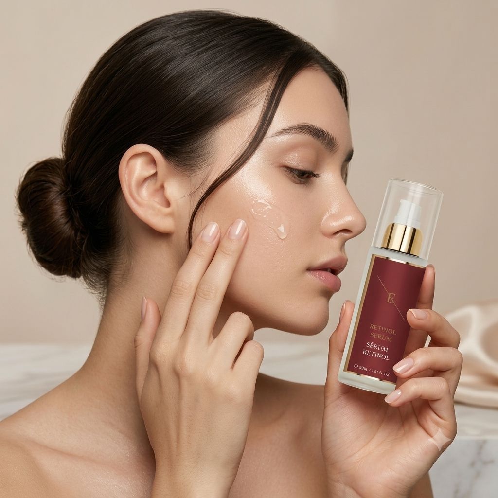 Donna che applica il siero ErthSkin London Retinol.