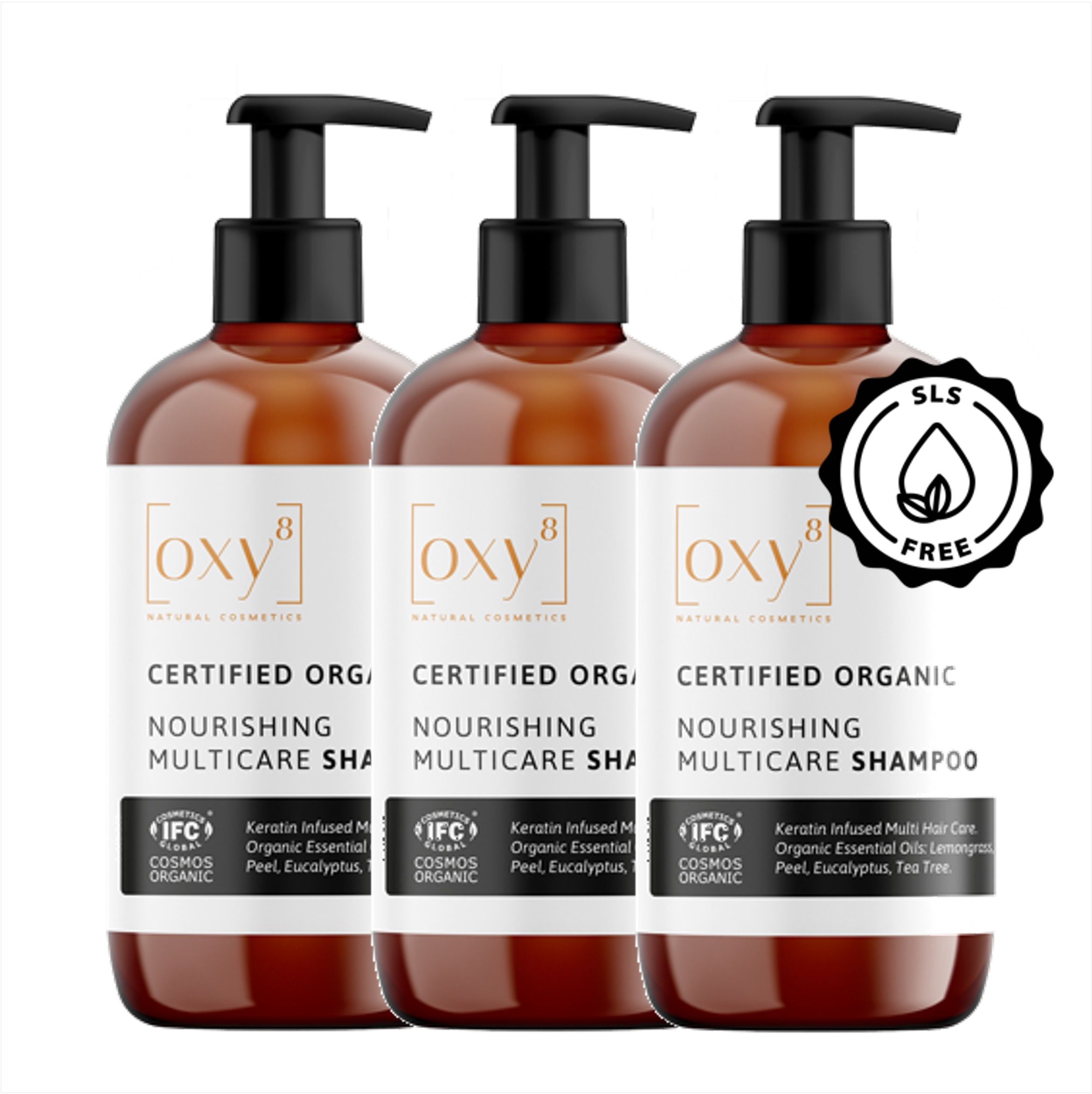 oxy8 Natural Cosmetics NOURISHING MULTICARE SHAMPOO – Set risparmio - 3 pezzi
