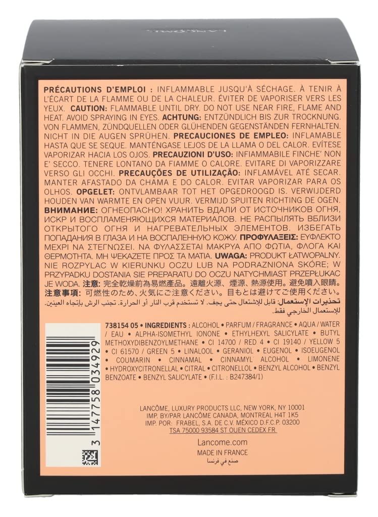 Retro della confezione. Testo multilingue, ingredienti e informazioni del produttore.