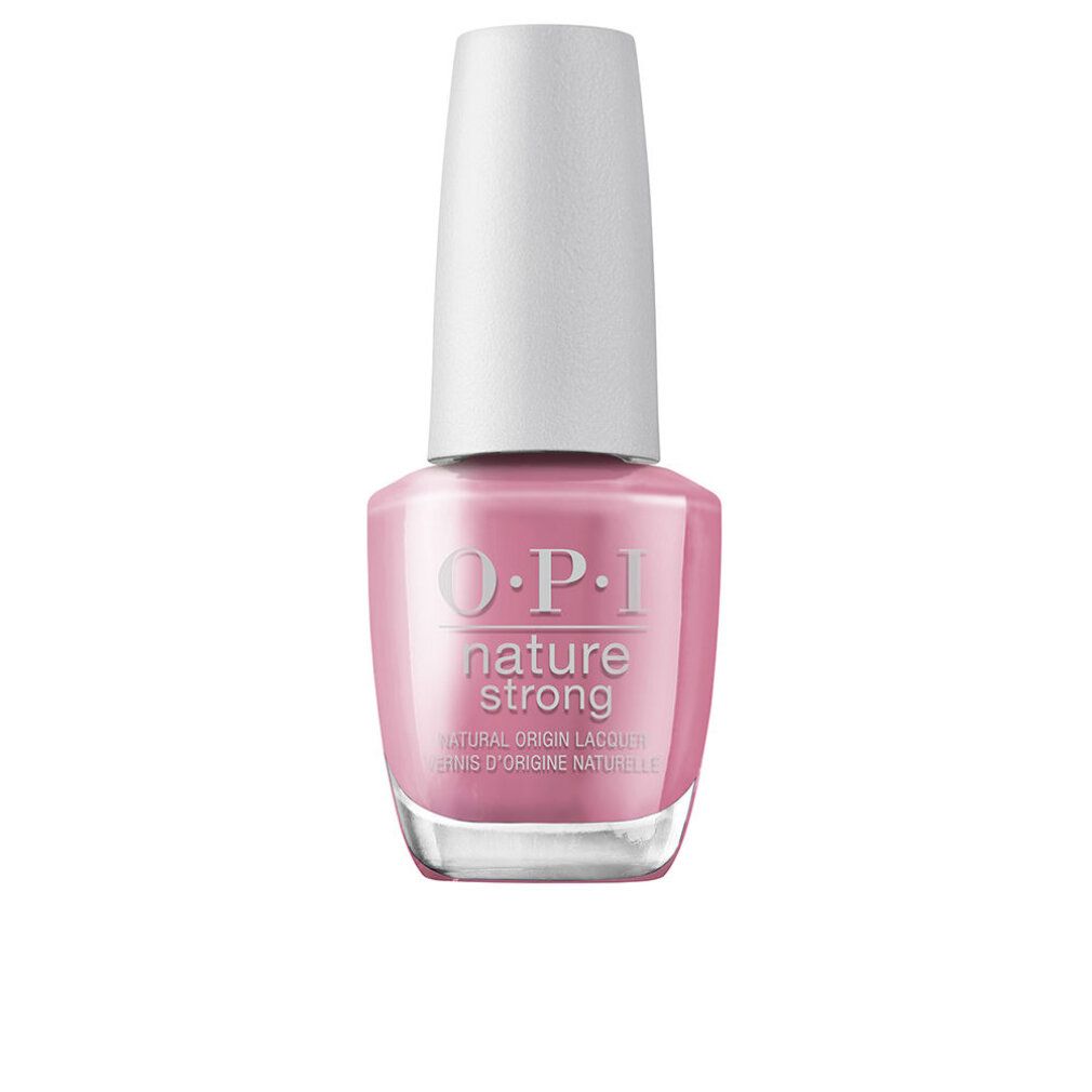 Smalto per unghie OPI Nature Strong. Flacone rosa con tappo bianco. Scritta: OPI, nature strong, Natural Origin Lacquer.