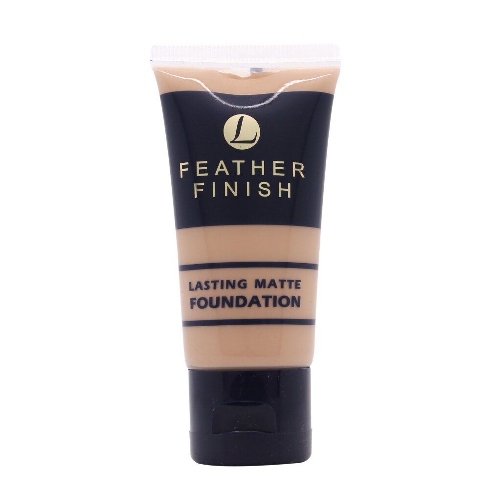 Tubo di fondotinta "Feather Finish Lasting Matte" color beige.