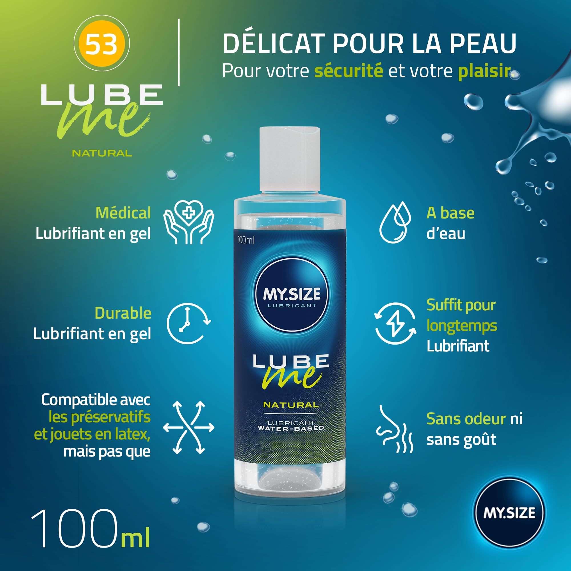 Flacone di lubrificante Lube Me Natural, 100ml, a base d'acqua.
