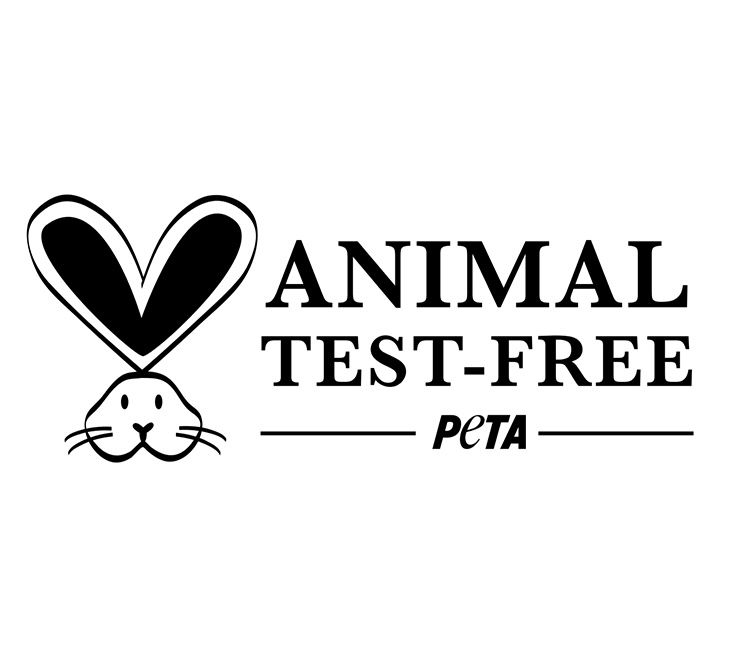 Logo con un cuore di coniglio e la scritta ANIMAL TEST-FREE PETA.