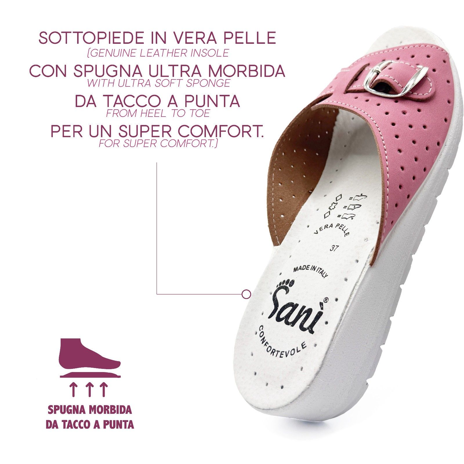 Sanì Ciabatte Estive Aperte con Fibbia Regolabili