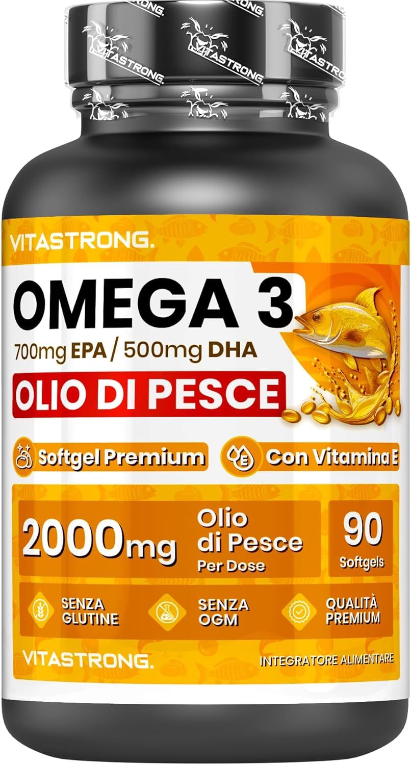 Vitastrong Omega‑3 Alta Dosi – 90 Softgel Capsule, EPA + DHA Puri