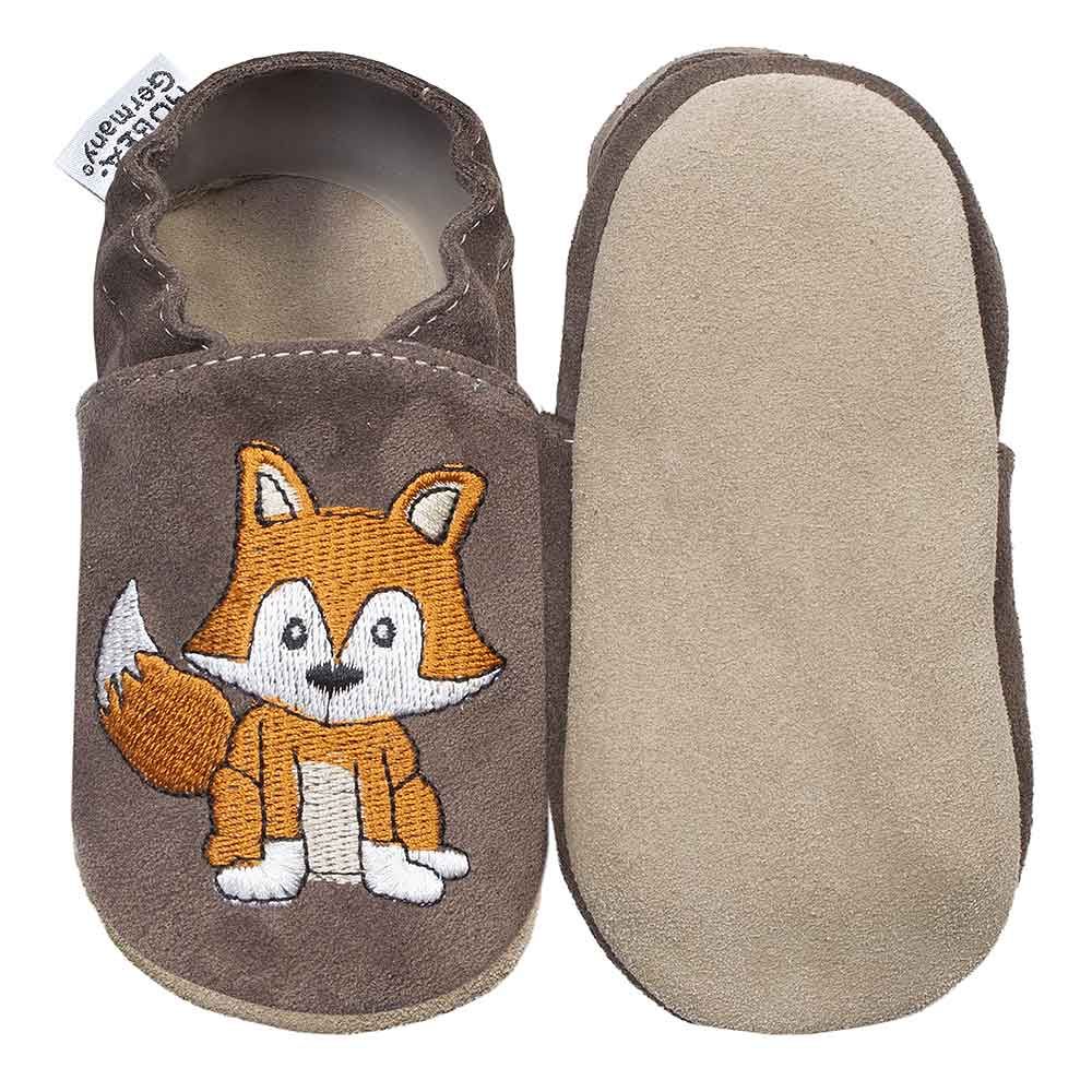 Scarpina marrone scuro, volpe. Etichetta HOBEA-Germany. Suola visibile.