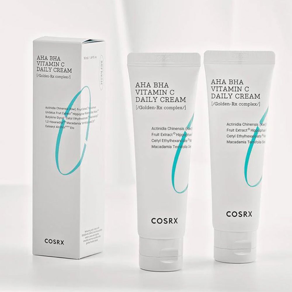 Tubo e scatola di COSRX AHA BHA Vitamin C Daily Cream.