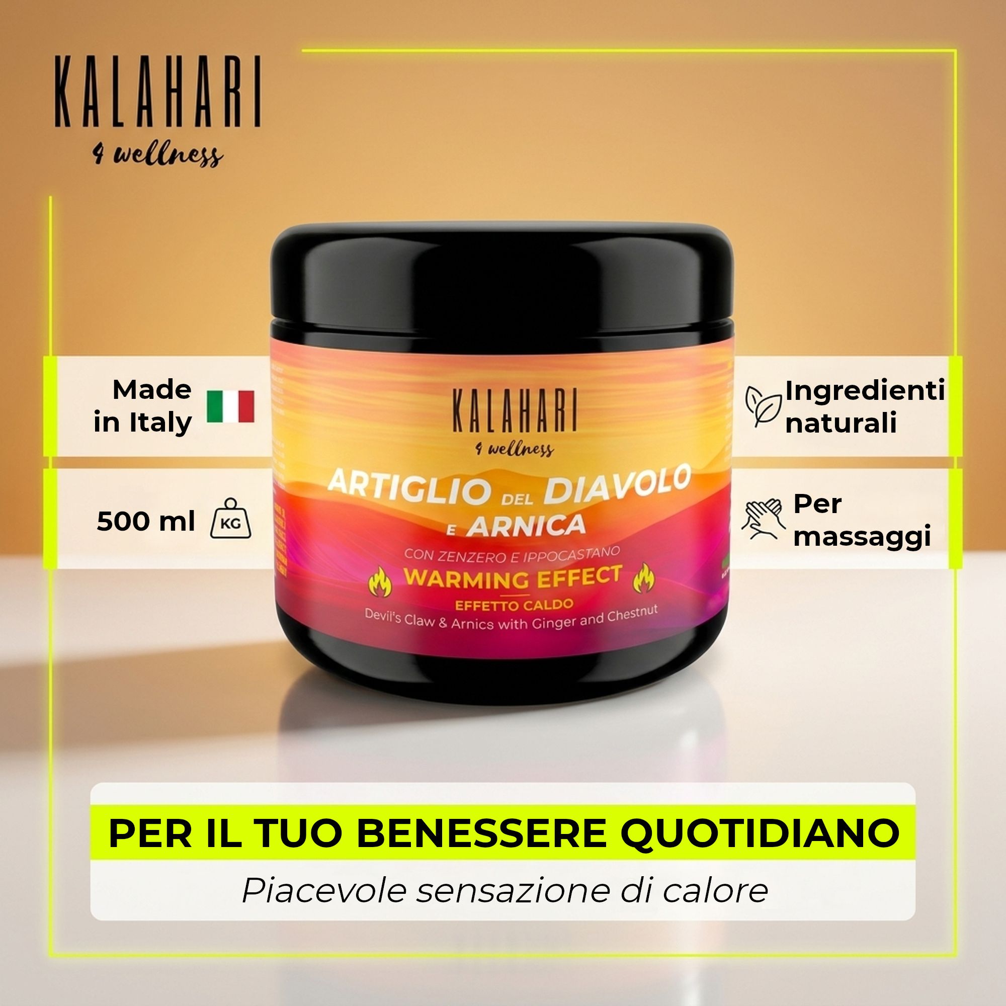 Vasetto: Made in Italy, 500ml, ingredienti naturali, per massaggi.
