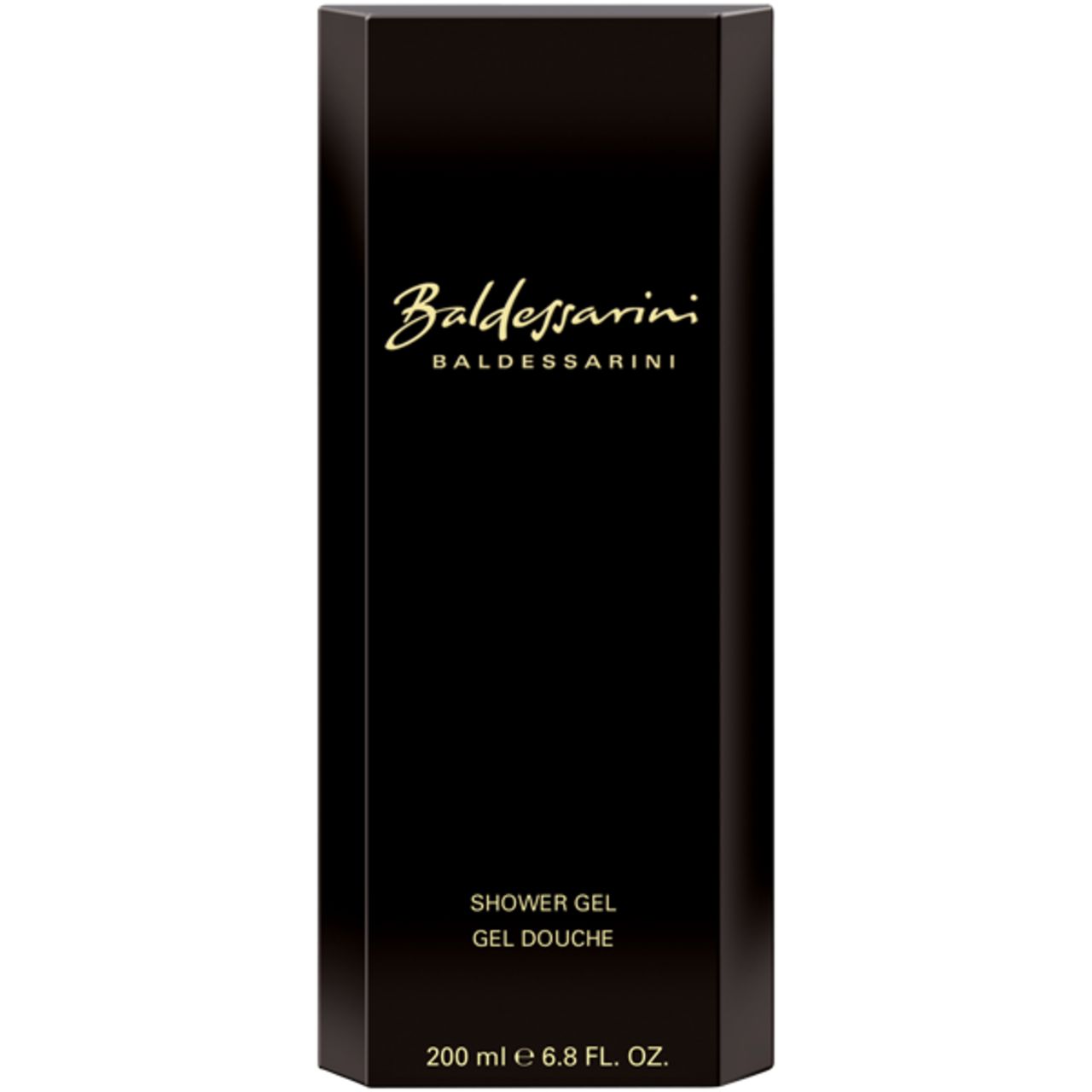 Confezione nera con scritta Baldessarini. Scritta: Shower Gel, Gel Douche. 200 ml.