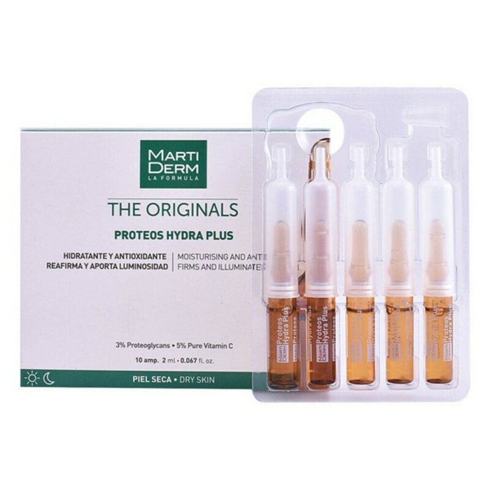 Confezione con fiale. Scatola con nome e testo del prodotto. Confezione trasparente con 5 fiale. Liquido marrone in fiale di vetro.