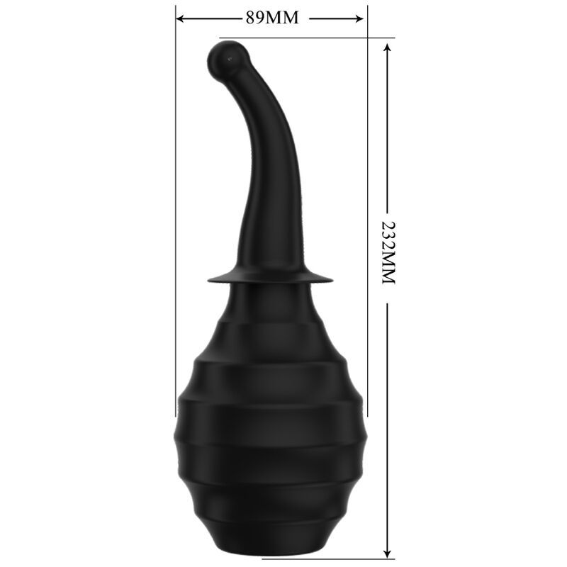 Doccia anale nera, alta 232mm, larga 89mm. Corpo a coste, applicatore curvo.