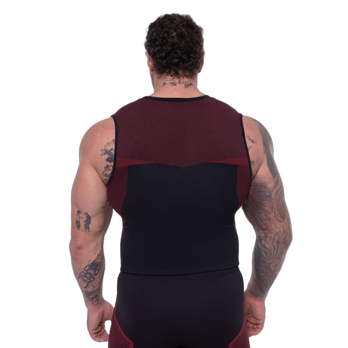 GymBeam Canotta uomo senza cuciture nera e rossa