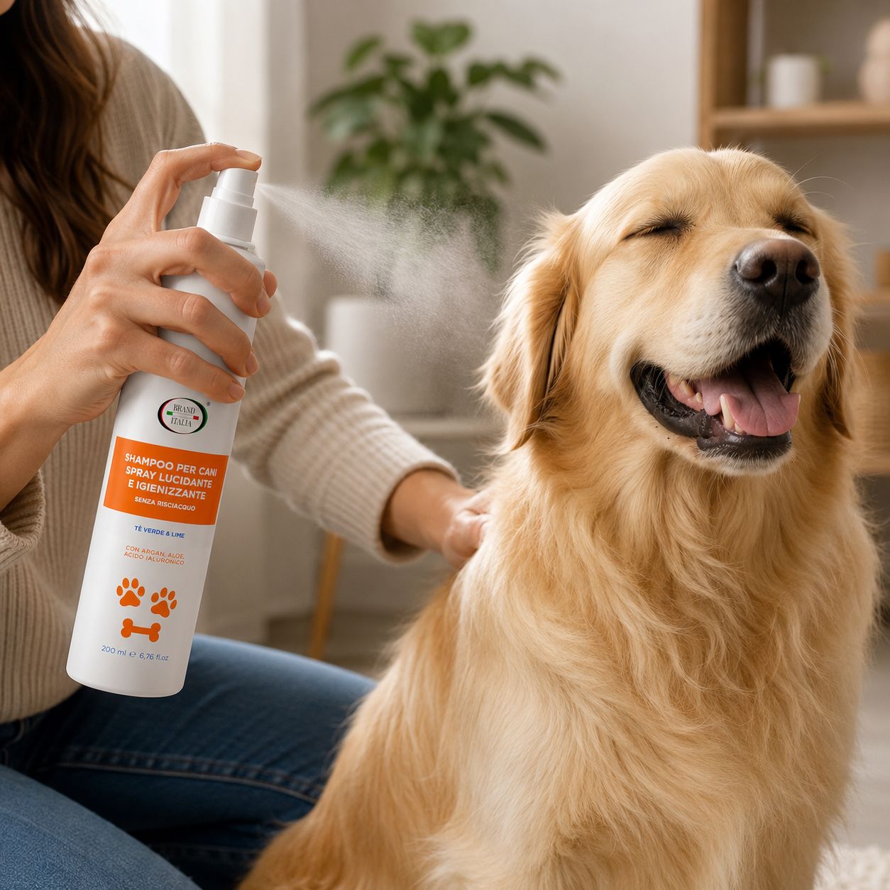 BRAND ITALIA - Shampoo Spray Lucidante e Igienizzante per Cani – Senza Risciacquo