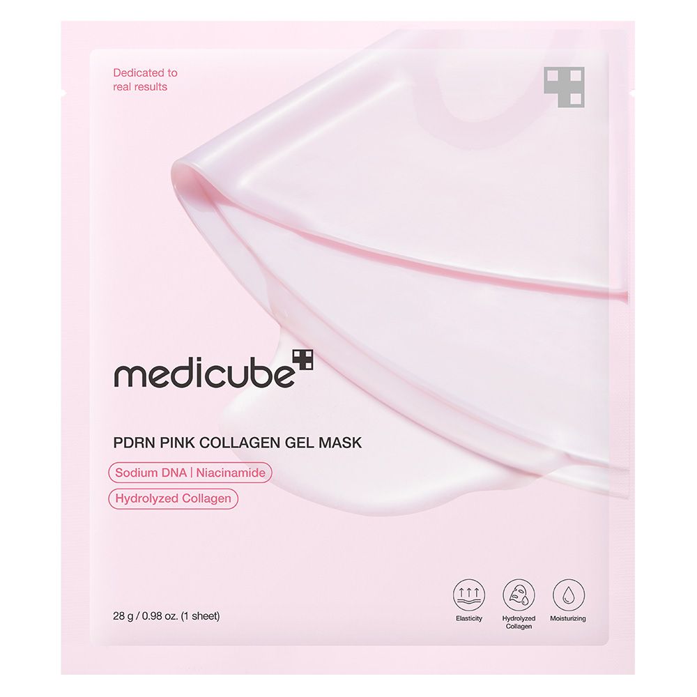 Confezione di Medicube PDRN Pink Collagen Gel Mask con Sodio DNA, Niacinamide e Collagene Idrolizzato.