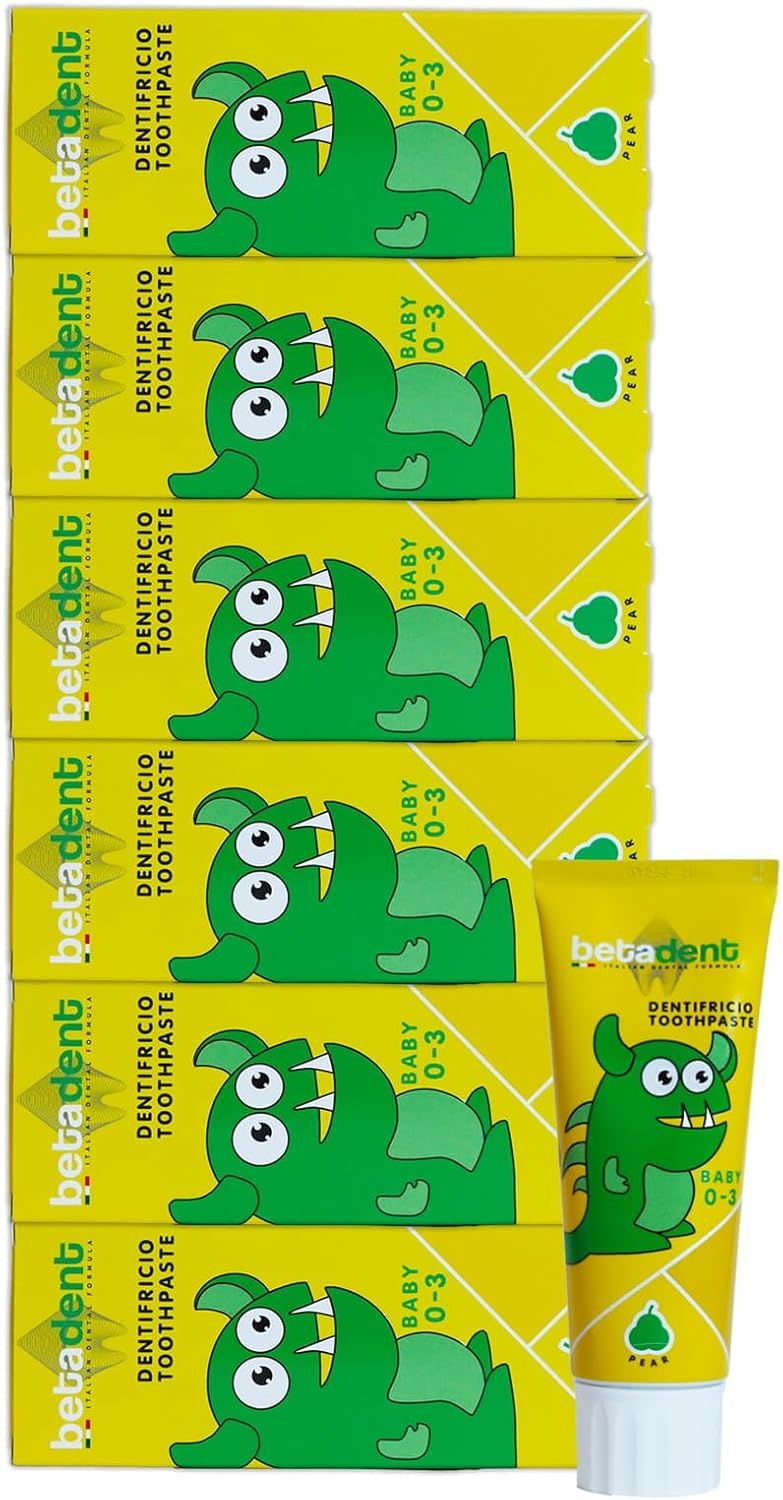 BETADENT - Dentifricio Baby - Bambini da 0 a 3 anni - No Fluoro - Gusto Pera - Antiplacca
