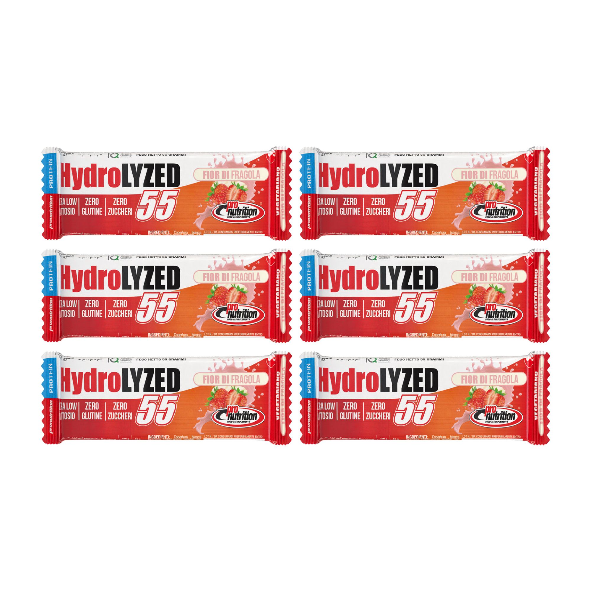 Pronutrition Barretta proteica Hydro - No zuccheri - No glutine lattosio - Fragola latte 6x55gr