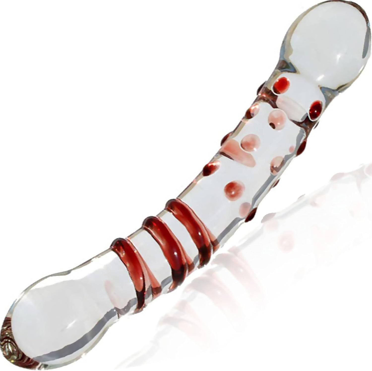 FOPS dildo in vetro rosso 21 cm, diametro 3,5 cm, dildo doppio