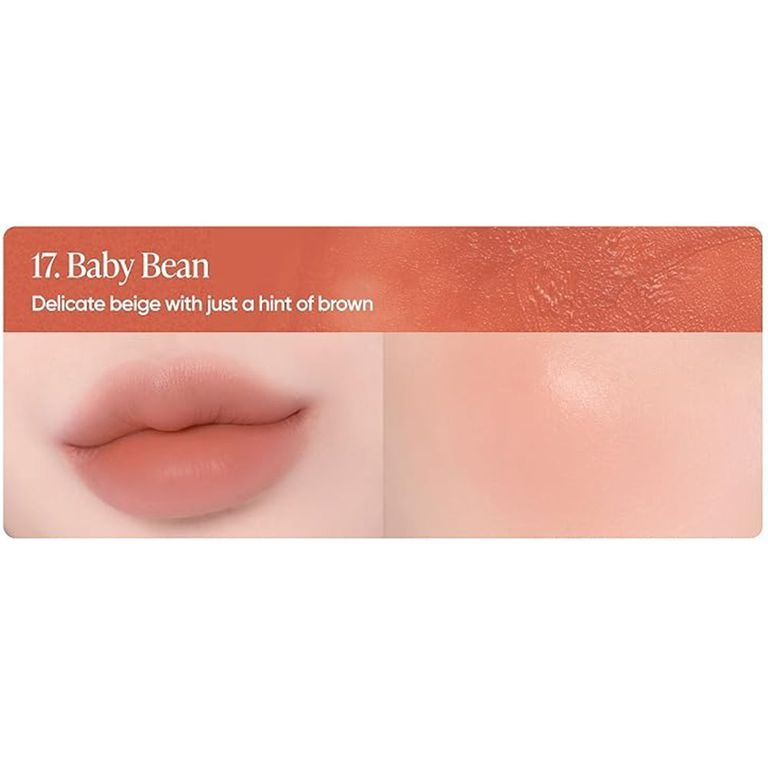 Campione di colore 17 'Baby Bean': Beige delicato con un tocco di marrone per labbra e guance.