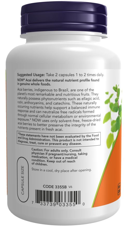 Retro del flacone. Etichetta arancione con testo: "Suggested Usage", dosaggio, avvertenze e codice a barre.