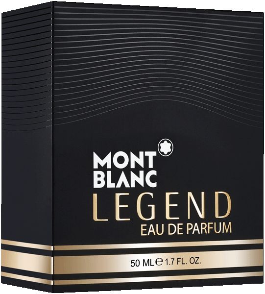 Scatola nera Montblanc Legend Eau de Parfum. Il nome del marchio e del prodotto sono ben visibili.