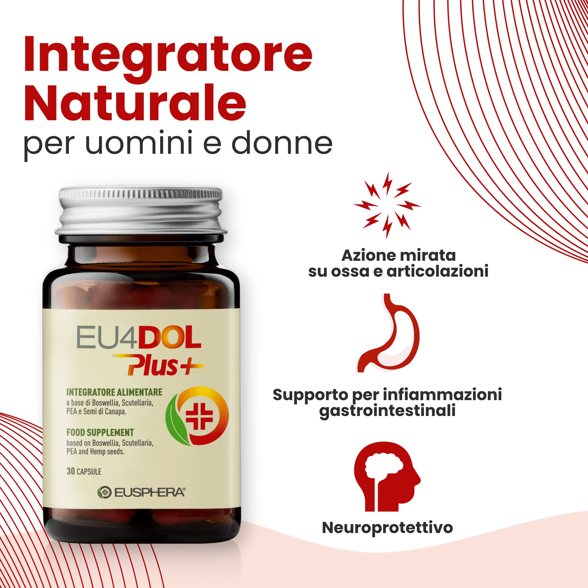 Integratore naturale per ossa e articolazioni - Eusphera EU4DOL PLUS