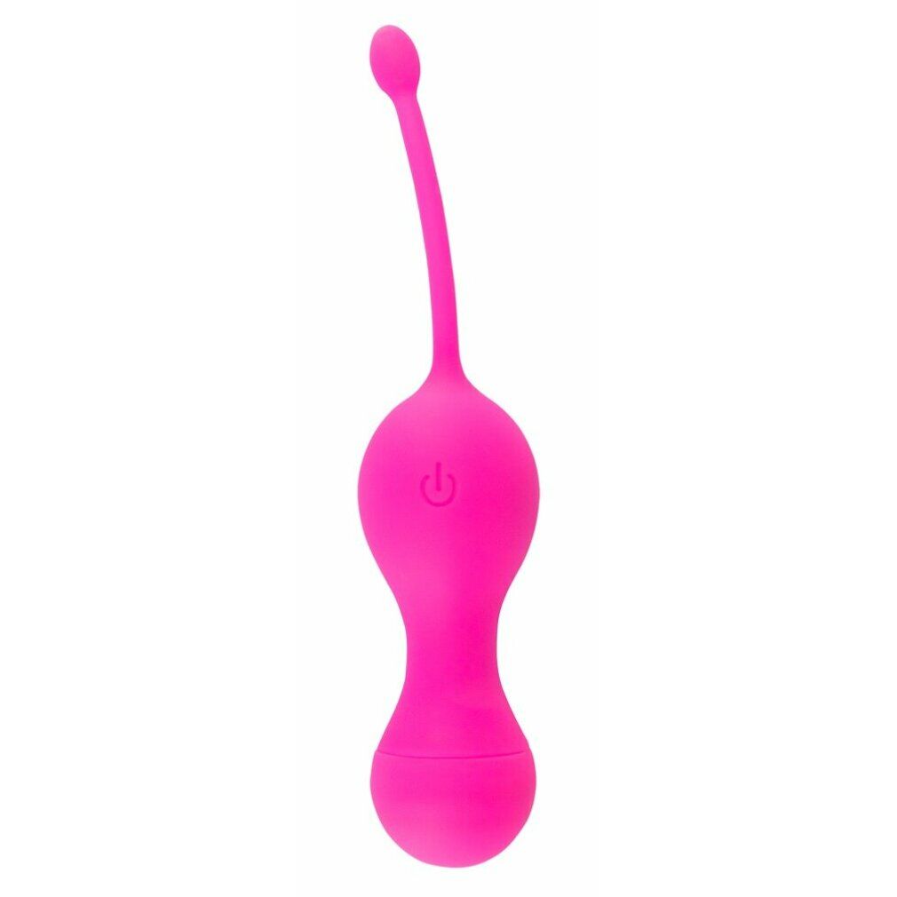 Prodotto rosa di forma allungata, con sfera e stelo. Pulsante di accensione/spegnimento sul prodotto.