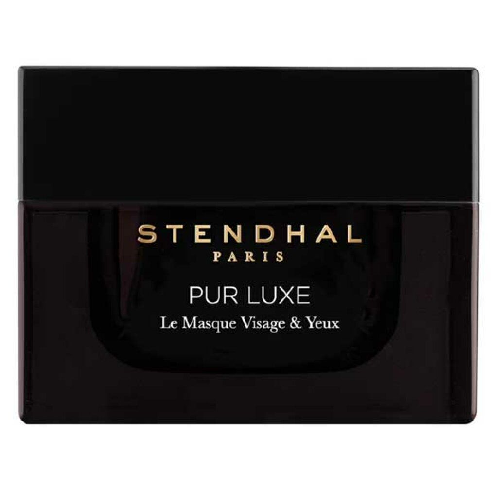 Vaso nero con scritta dorata STENDHAL PARIS, PUR LUXE Le Masque Visage & Yeux.