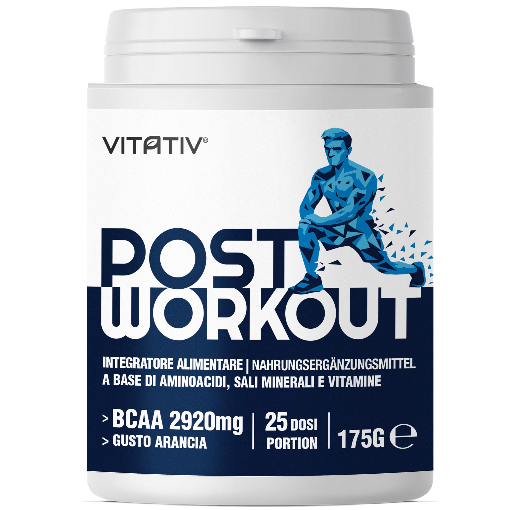 VITATIV® Post Workout Uomo in Polvere con BCAA 2:1:1, Glutammina, Minerali e Vitamine - 170 g
