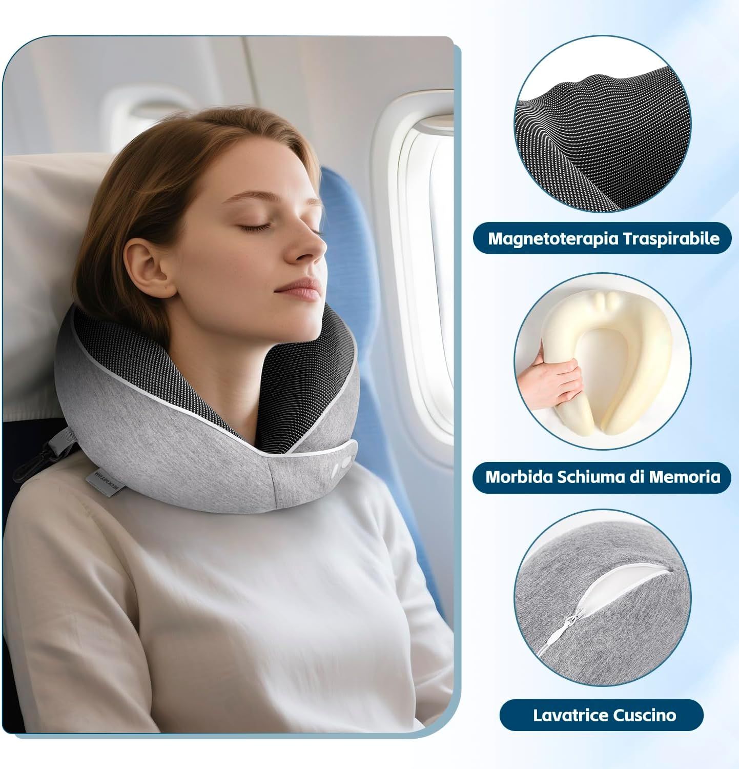 Cuscino cervicale Nourideaux grigio – viaggio in aereo