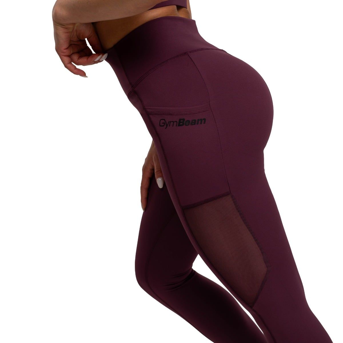 GymBeam Leggings donna Mesh Panel con tasche modello Eggplant