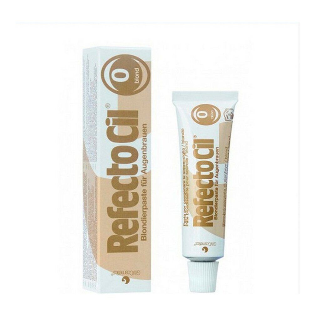 RefectoCil Blondierpaste per sopracciglia. Tubo e scatola. Scatola e tubo con testo dorato.