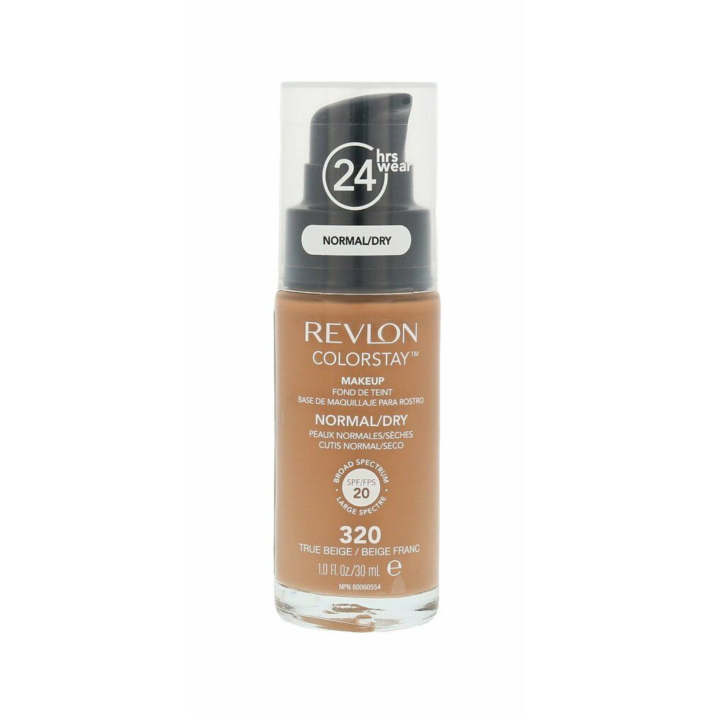 Flacone di trucco Revlon ColorStay. Tonalità beige, 320 True Beige. Con pompa e tappo. Per pelli normali/secche.