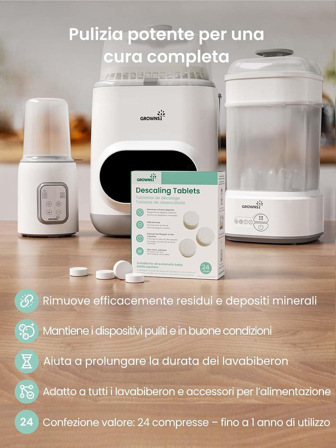Pastiglie decalcificanti Grownsy